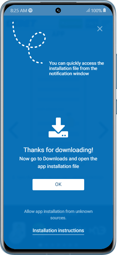 1xbet download app install