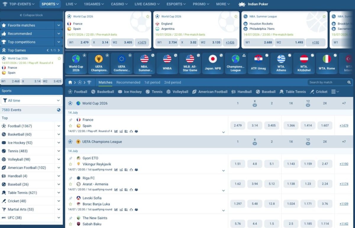 1xbet online sports