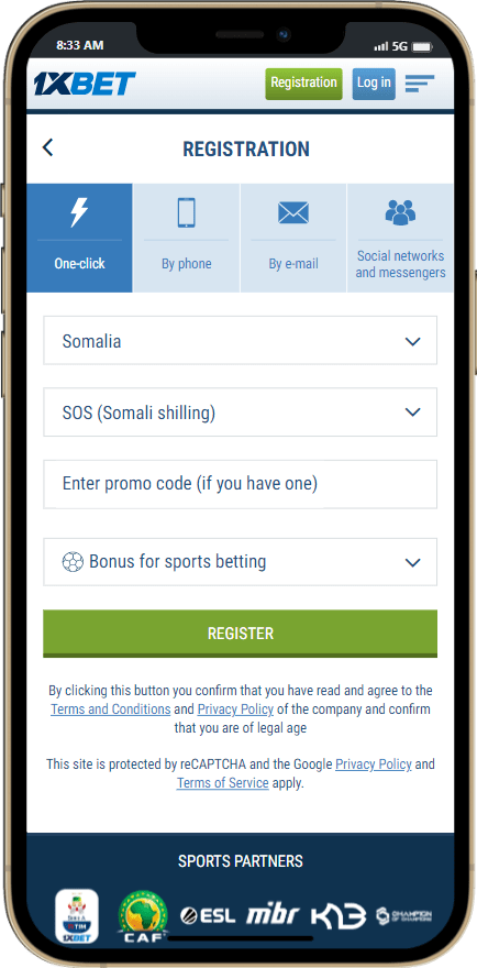 How to create an account through the 1Xbet App