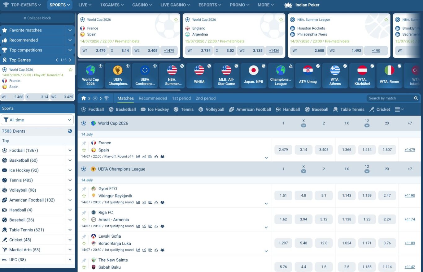 1xbet online sports